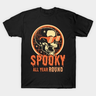 Spooky All Year Round - Funny Halloween Skull Skeleton Retro T-Shirt